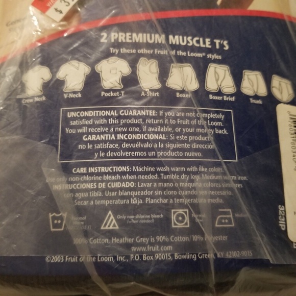 Vtg Fruit Of The Loom Ribbed Muscle T-Shirt Mens 2XL Blue Sleeveless NOS - Picture 4 of 7